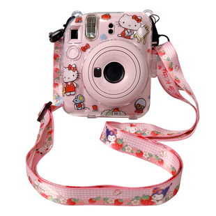 富士拍立得mini12保护外壳透明迷你11/9/8/7+相机套斜跨包背带绳