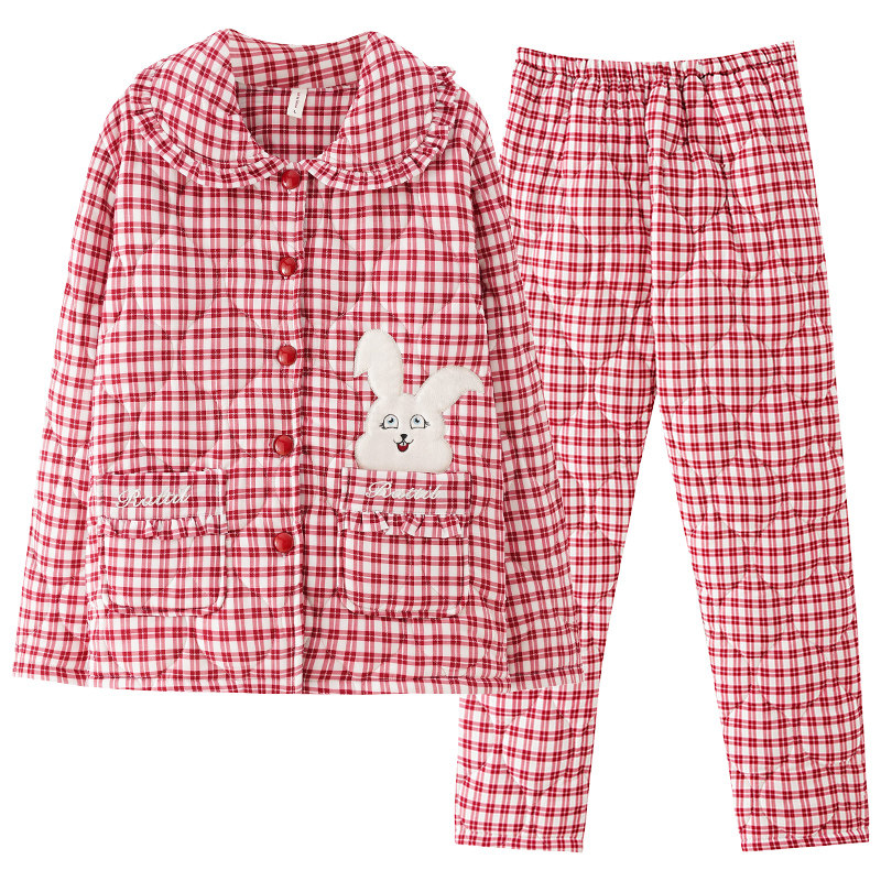 冬季针织夹棉加绒妈妈家居服开衫
