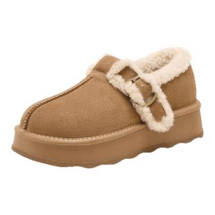 星期六真皮厚底雪地靴女款2025新款女鞋冬季加绒保暖东北棉鞋子女