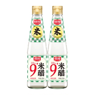 厨邦调料汁9度米醋420ml*2酿造食用米醋白醋浸泡腌制炒菜调料家用