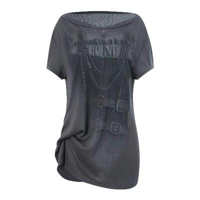 数码印花朋克风纽结造型短袖T恤