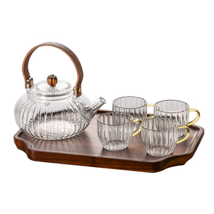 日式玻璃花茶壶耐高温煮茶壶泡茶壶家用下午茶水果茶茶具茶杯套装