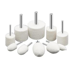 羊毛磨头玉石金属抛光神器磨头圆柱圆锥T型精细镜面抛光轮3/6mm柄