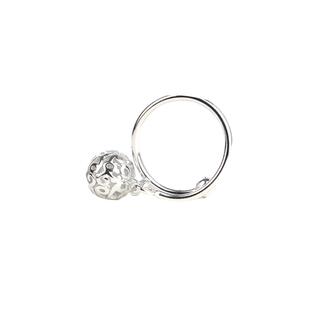 s925银吊坠小球戒指复古镂空花纹指环甜美气质食指戒子尾戒饰品女