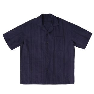 Nosense无感官 紫色复古暗纹肌理提花短袖古着感夏威夷衬衫古巴领