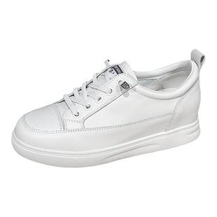 内增高小白鞋女头层牛皮2026春秋新款一脚蹬厚底休闲板鞋显瘦单鞋