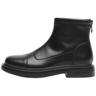 玛速主义 2025新款复古英伦风马丁靴女冬百搭中筒靴平底瘦瘦靴子