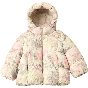 女童羽绒服中大童2025冬季新款碎花加童装羽绒服外套90绒C4183
