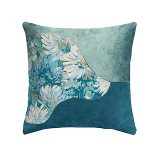 莫奈印象派客厅沙发抱枕样板间轻奢软装靠垫酒店民宿床上靠枕枕头