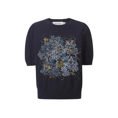 VGRASS重工裁片定位绣针织T恤