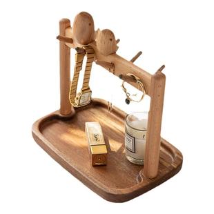 实木钥匙架托盘进门入户放玄关鞋柜门口创意摆件桌面置物架收纳盒