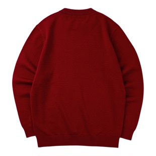 海澜之家2026马年贺岁圆领长袖针织衫冬新年本命年红色刺绣上衣男