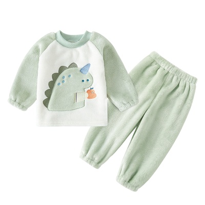 儿童法兰绒睡衣冬季男童家居服