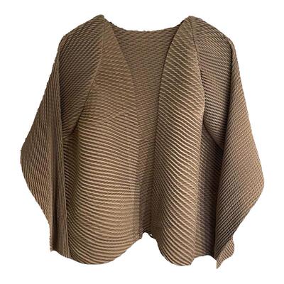 blue三家系列褶皱一粒扣短开衫