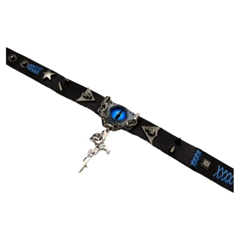 ARB原创亚比项圈暗黑朋克重工哥特恶魔之眼铆钉y2k叠戴两用choker