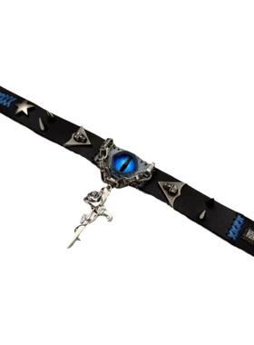 ARB原创亚比项圈暗黑朋克重工哥特恶魔之眼铆钉y2k叠戴两用choker