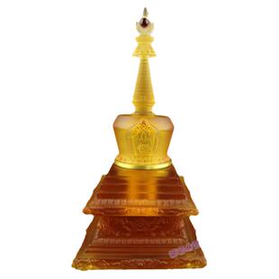 古法琉璃大号琥珀色琉璃舍利塔摆件装藏瓶摆件