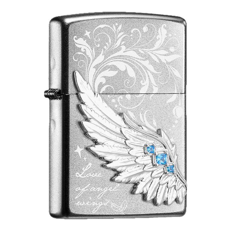 zippo打火机正品 热恋之翼羽翼 镶钻正版防风 送男友生日礼物刻字