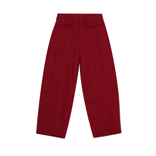 ◆吸睛焦点！腿型滤镜~◆闪闪星空裤 高腰显瘦阔版弯刀裤女W1455