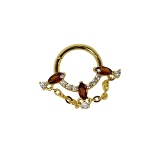 Daith环复古花环耳骨环helix1.2粗杆高耳位恶魔之眼耳环红色水钻