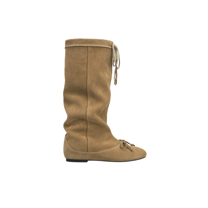 蝴蝶结芭蕾风内增高堆堆长筒靴