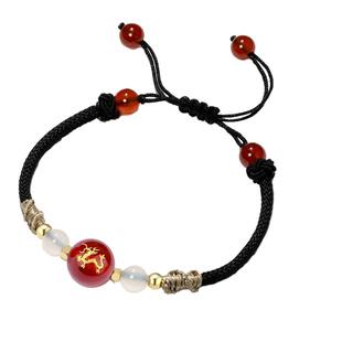 2026十二生肖手链马本命年男女红绳玛瑙黑曜石生肖转运珠情侣手链