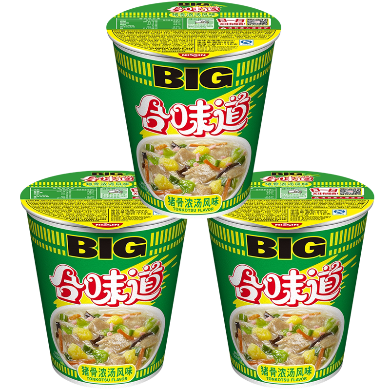 NISSIN/日清合味道猪骨浓汤方便面110g*3杯冲泡即食大杯更过瘾