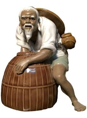 陶瓷假山姜太公钓鱼渔翁工艺品