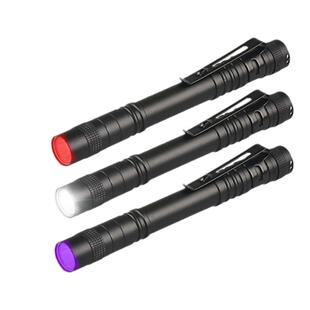 迷你手电筒led白光395紫光验钞红光照蜜蜂防偷拍铝合金笔夹式手电