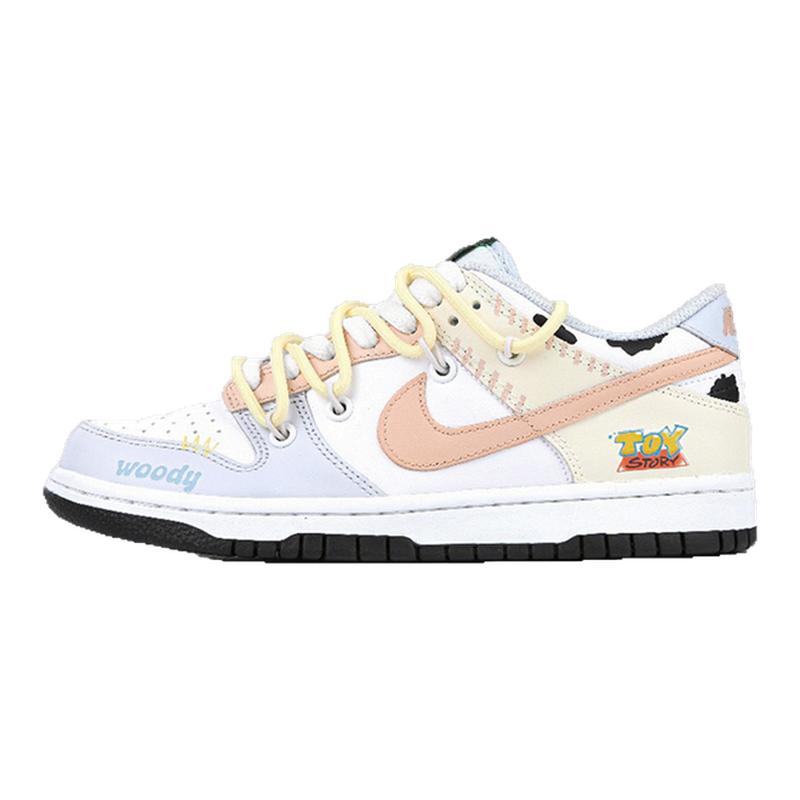 定制球鞋Nike Dunk童心牛仔 涂鸦舒适百搭防滑低帮板鞋GS蓝黄