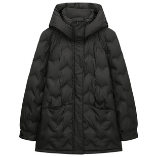 【特享折扣】OCHIRLY欧时力连帽压花中长款羽绒服外套休闲25冬