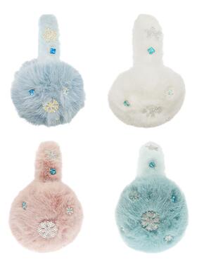PP 去阿勒泰我要戴这个！冬日毛绒绒雪花蓝色耳罩女冬季保暖加绒