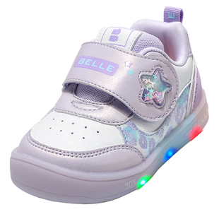 百丽童鞋儿童板鞋2025秋冬新品男女童亮灯鞋2-6岁女孩时尚运动鞋