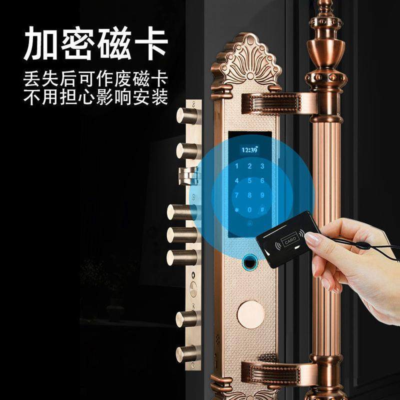 新款双开门大拉手别墅门智能锁防水防寒加密电子锁远程控制密码锁