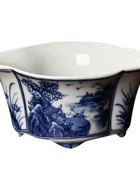 青花瓷陶瓷手绘山水墨蝶笔舔笔搁