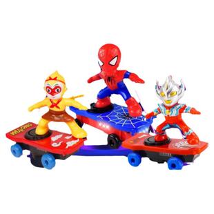 蜘蛛侠特技车翻滚儿童玩的滑板车玩具车小孩电动蜘蛛人滑板车子