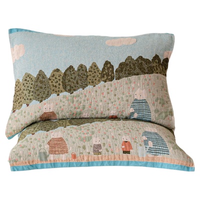 枕巾纯棉a类四层棉纱小清新