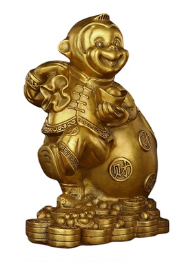 铜猴子摆件黄铜猴子家居客厅办公室生肖猴开运吉祥物开业礼福猴