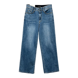 韩国howluk高腰复古大直筒牛仔裤女秋季新款宽松百搭阔腿长裤