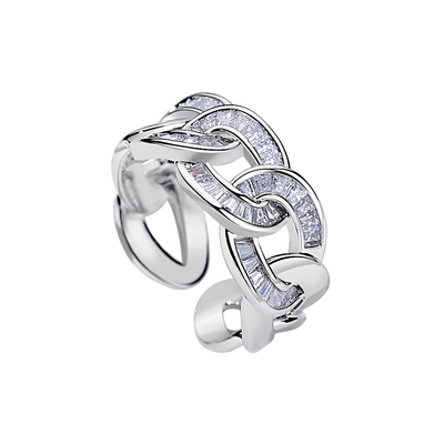 环环相扣璀璨闪耀开口戒指