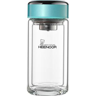 希诺双层玻璃杯女家用礼盒便携可爱茶水杯办公室简约森系泡茶杯