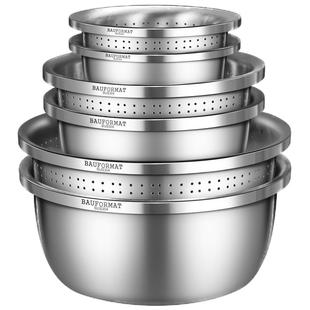 德国304不锈钢漏盆洗菜盆家用淘米筛菜盆厨房菜盆大盆沥水篮盆子