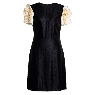 罗衣重工立体花朵修身连衣裙