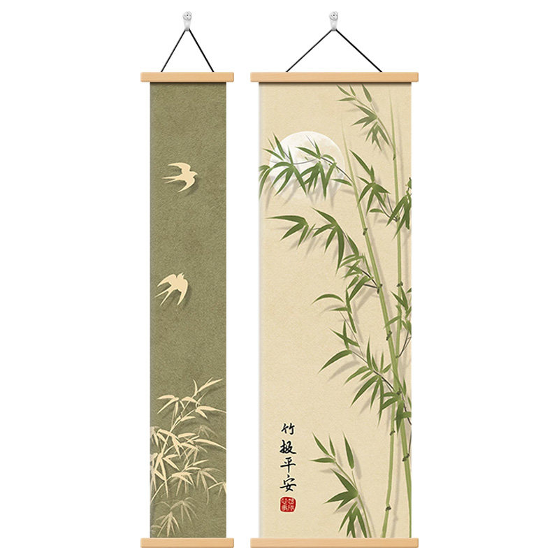 竹报平安入户玄关装饰画竹子挂画