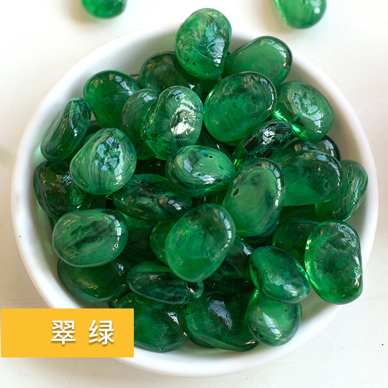 五彩鹅卵石玻璃雨花石小石子鱼缸花盆鹅软石庭院装饰园艺五彩石头