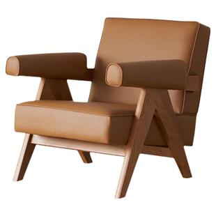 出乎生活谷田沙发椅单人中古椅樱桃木客厅休闲北欧复古实木椅子