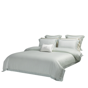 万事利卡罗琳床上四件套高端定制AB面兰精天丝提花被套抑菌可水洗