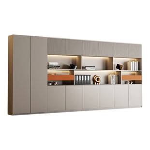 文件柜木质老板办公室书柜简约现代资料柜档案柜储物柜背景柜轻奢