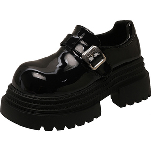 厚底气质乐福鞋女2026春季新款百搭小个子小皮鞋增高配裙子jk单鞋