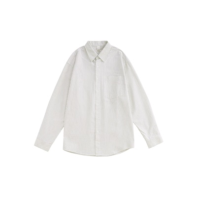 秋季潮流宽松条纹长袖衬衫外套男